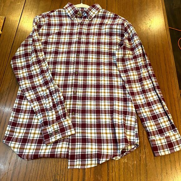 Rustic Grunge Flannel Plaid Shirt Croft & Barrow Outdoors Camping 100% Cotton S - Picture 1 of 7